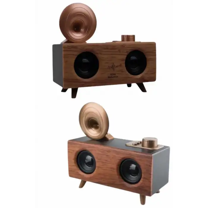 AsilTech Bluetooth Nostalji Speaker Radyo Gramofon Ahşap Renk Vintage