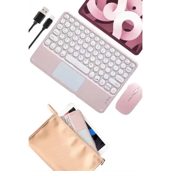 AsilTech Bluetooth Touchpad Klavye Ultra İnce Taşınabilir Q Klavye