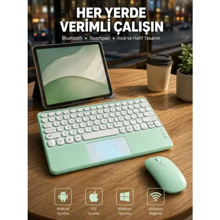AsilTech Bluetooth Touchpad Klavye Ultra İnce Taşınabilir Q Klavye Yeni Nesil