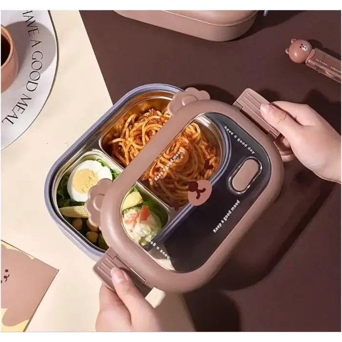 AsilTech Bölmeli Paslanmaz Çelik Yemek Kutusu