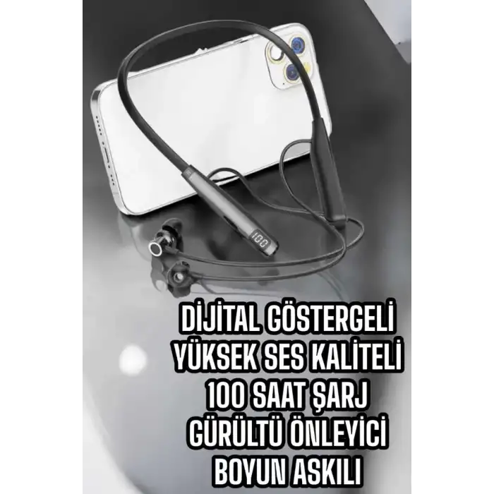 AsilTech Boyun Bantlı Bluetooth Kulaklık Yüksek Ses Kaliteli 100 Saat Kulaklık