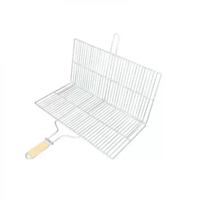 AsilTech Büyük Boy Mangal Izgarası - 50x30 cm - Ahşap Saplı