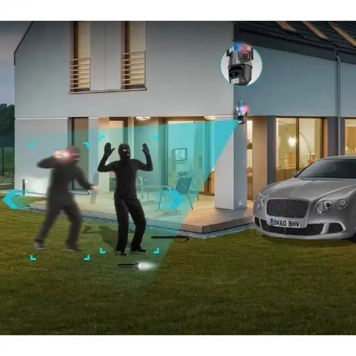 AsilTech Çakarlı Çift Lensli Dış Mekan Güvenlik Kamerası