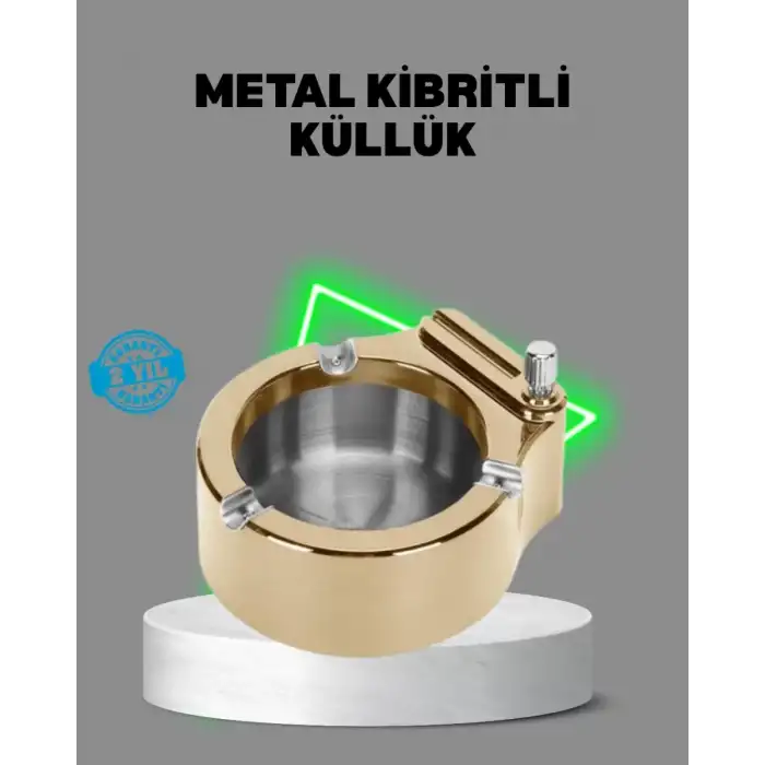 AsilTech Çakmaklı Küllük Paslanmaz Metal Dayanıklı Tasarım