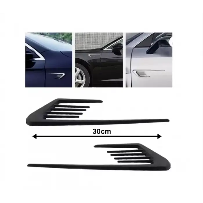 AsilTech Çamurluk Üstü Ventil Çizgili 30cm 2 Parça Siyah
