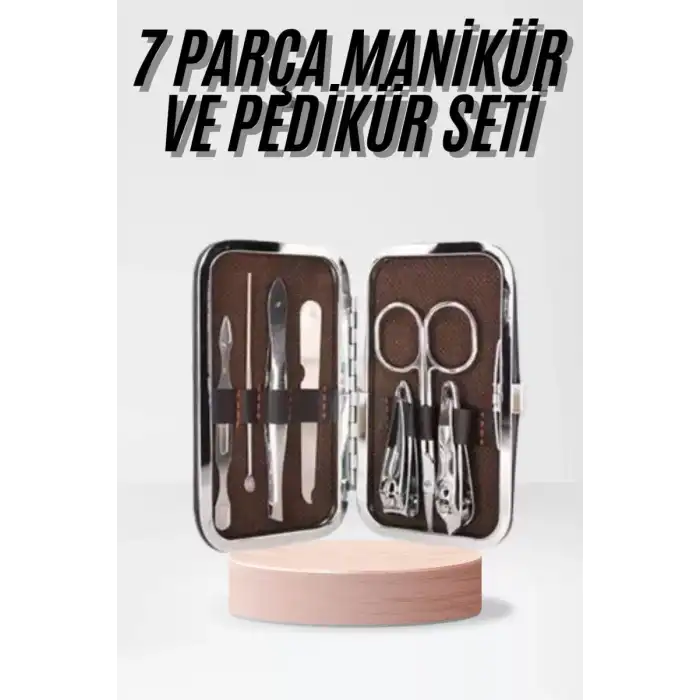 AsilTech Çantalı 7 Parça Manikür Pedikür Seti Tırnak Makası Cımbız Törpü