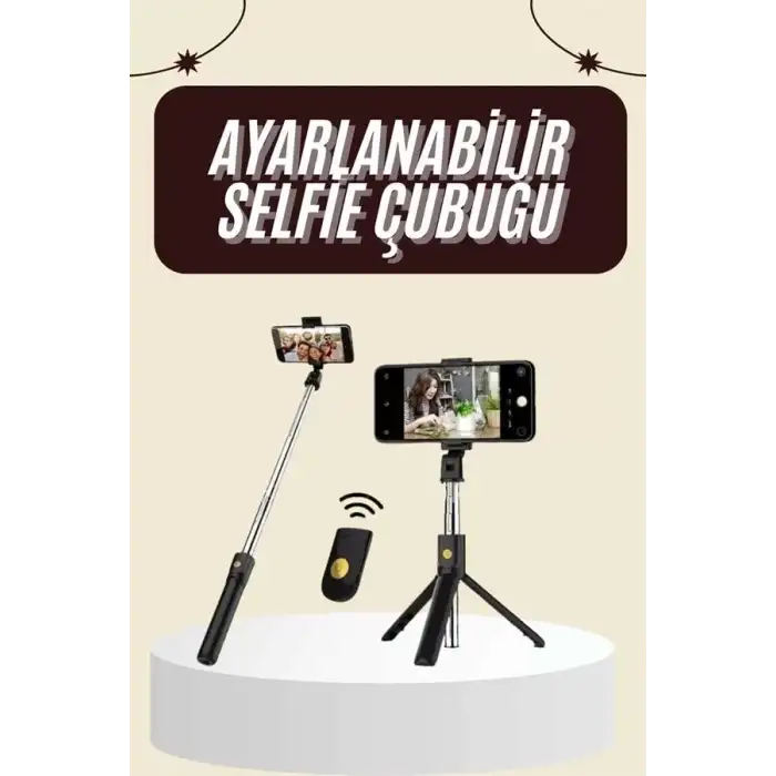 AsilTech Cep Telefonu Tripod Standı Manyetik Selfie Sopa Bluetooth Uzaktan Kumandalı