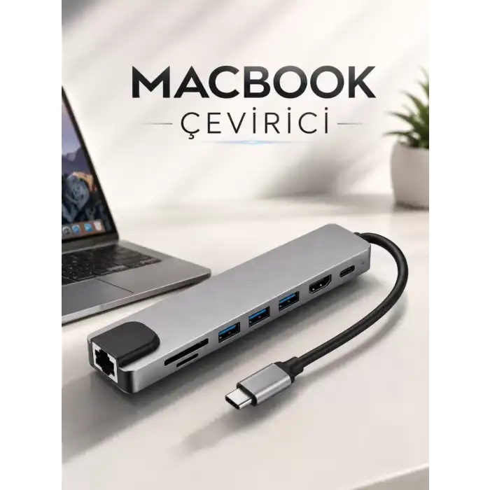AsilTech Çevirici Dönüştürücü Adaptör Macbook 3 In 1 Type-C To Hdmı USB 3.0