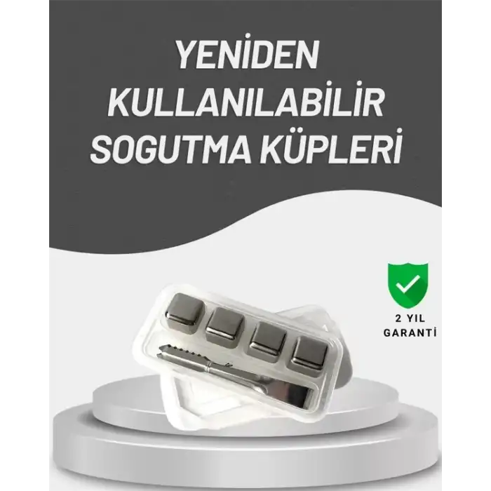 AsilTech Çevre Dostu Metal Buz Küpü ve Kullanışlı Klips Seti