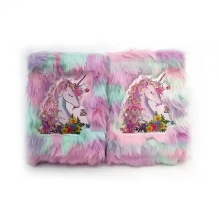 AsilTech Çiçekli Unicorn Tasarımlı Peluş Hatıra Defteri
