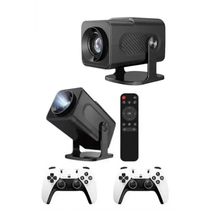 AsilTech Çift Kollu Game Box Projeksiyon Cihazı Kumandalı Android Tv Dahili Hoparlör