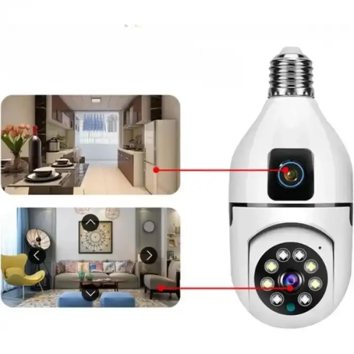 AsilTech Çift Lensli Duy Girişli Kablosuz Ampul Kamera