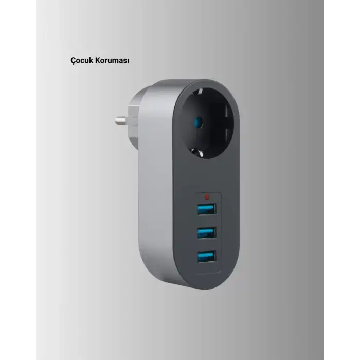 AsilTech Çocuk Korumalı Termal Priz – 3lü USB Şarj ve Akım Koruması