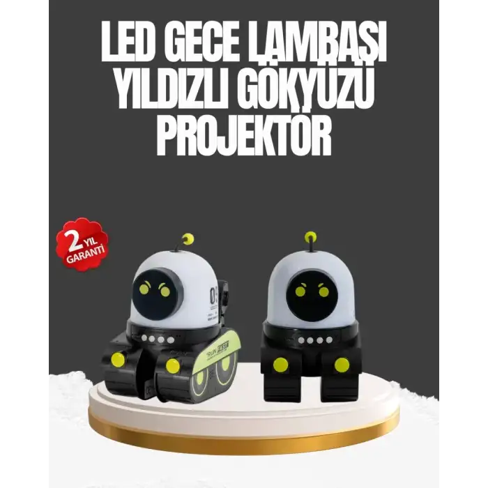 AsilTech Çocuk Odası İçin Müzikli ve Işıklı Robot Projektör