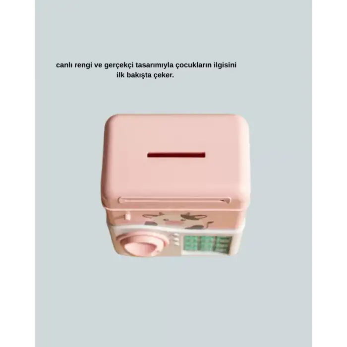 AsilTech Çocuklar İçin Pembe ATM Görünümlü Elektronik Kumbara