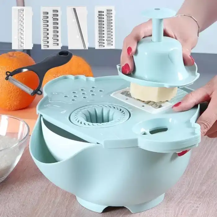 AsilTech Çok Fonksiyonlu Salata Aparatı - Süzgeçli Doğrayıcı Kase