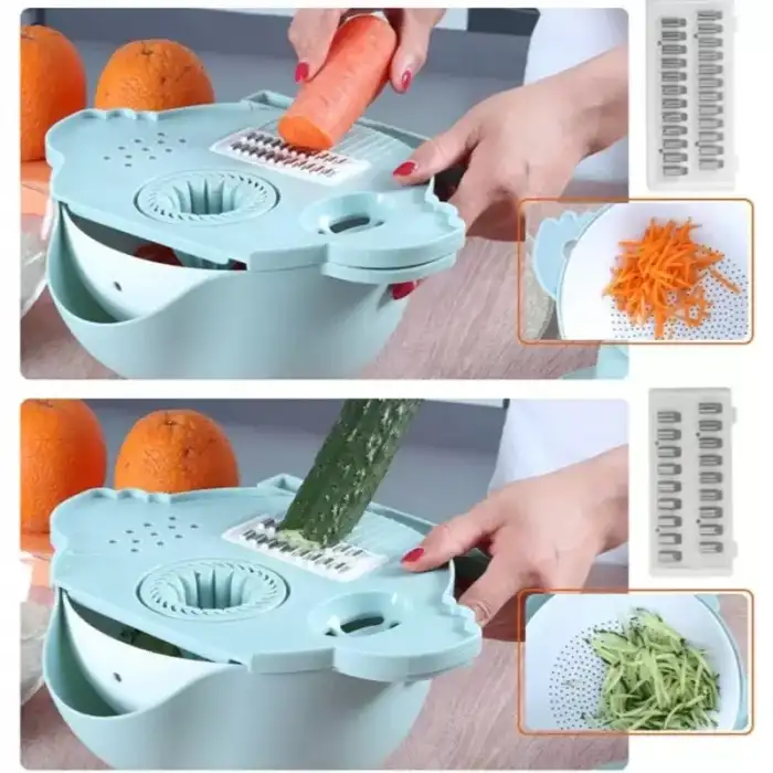 AsilTech Çok Fonksiyonlu Salata Aparatı - Süzgeçli Doğrayıcı Kase
