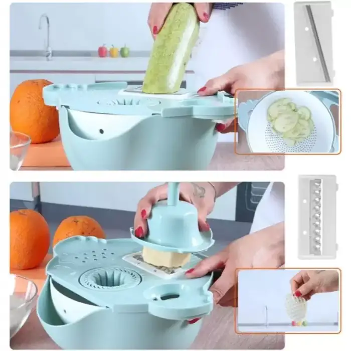 AsilTech Çok Fonksiyonlu Salata Aparatı - Süzgeçli Doğrayıcı Kase