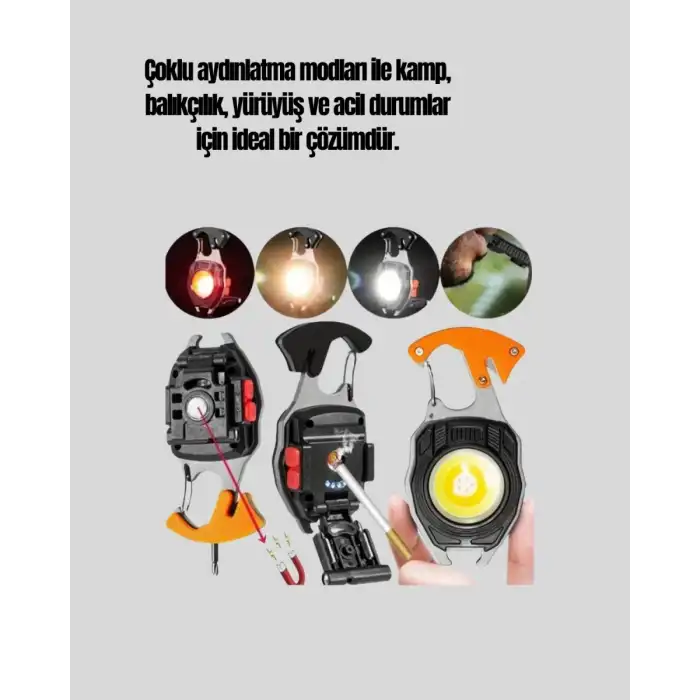 AsilTech Çok İşlevli USB Şarjlı Anahtarlık Fener