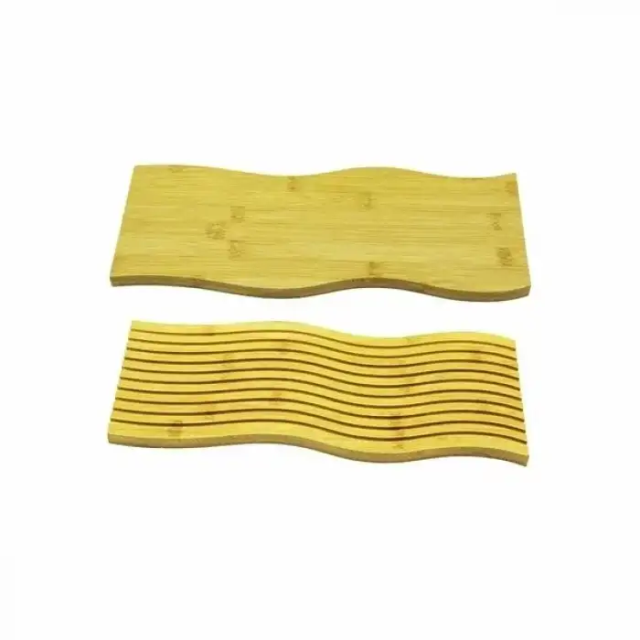 AsilTech Dalgalı Çift Taraf Tasarımlı Ahşap Sunum Tepsisi