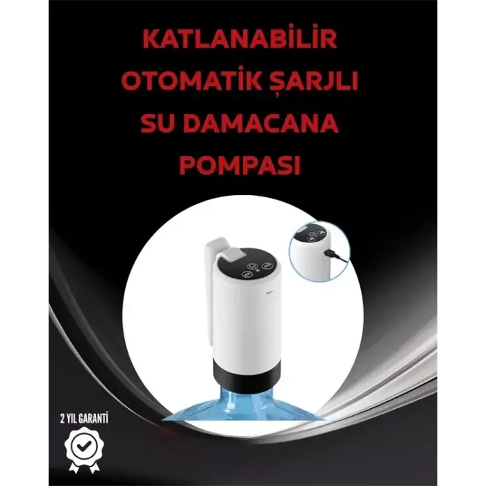 AsilTech Damacana Üstü Akıllı Su Pompası | 3 Damacana Kullanım | 4W Güç | Micro USB Şarjlı | Katlanabilir & Taşınabilir