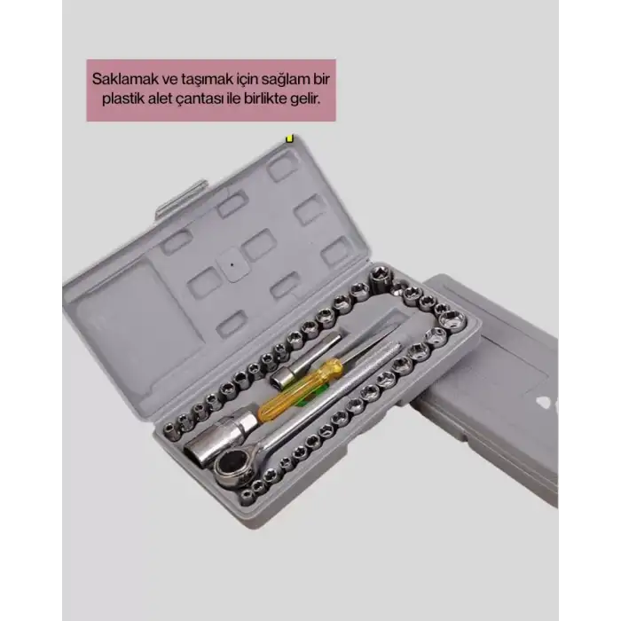 AsilTech Dayanıklı Karbon Çelik 40 Parça Lokma ve Cırcır Anahtar Seti