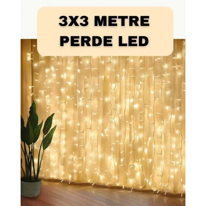 AsilTech Dekoratif 3x3 LED Perde Işık Şelale Tasarım Enerji Tasarruflu