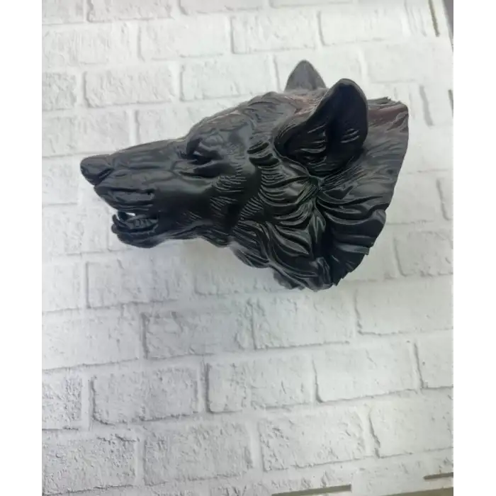 AsilTech Dekoratif Asılabilir Siyah Ayı Başı 3D Duvar Heykeli 25x19 cm