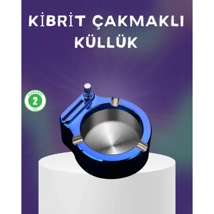 AsilTech Dekoratif Çakmaklı Küllük Kolay Temizlenebilir Metal