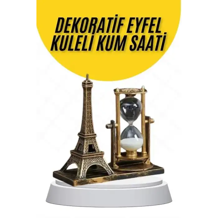 AsilTech Dekoratif Eyfel Kulesi ve Kum Saati Vintage Tarzı Masa Süsü Biblo