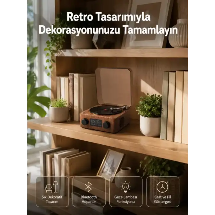 AsilTech Dekoratif Gece Işıklı Bluetooth Hoparlör – Saatli Tasarım Yeni Nesil