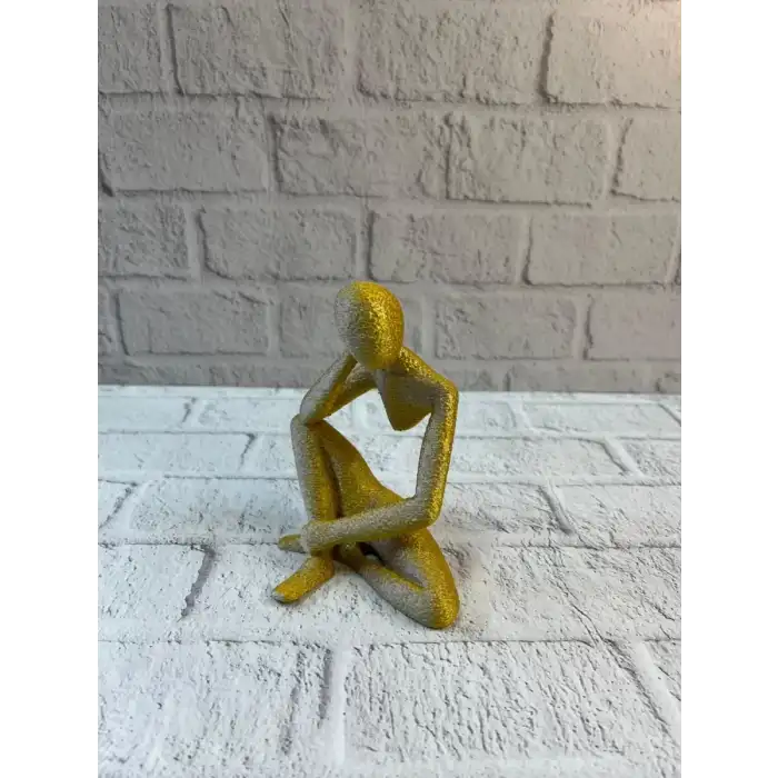 AsilTech Dekoratif Sarı İnsan Figürü Modern Masa ve Raf Süsü