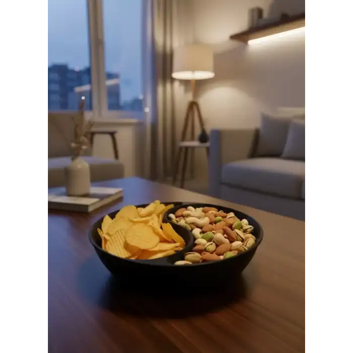 AsilTech Dekoratif Siyah Çerezlik Kase 4’lü Set 3x12 cm