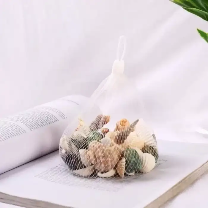AsilTech Dekoratif Vazo Taşı - Midye ve Deniz Kabuğu - Fileli Renkli Mix