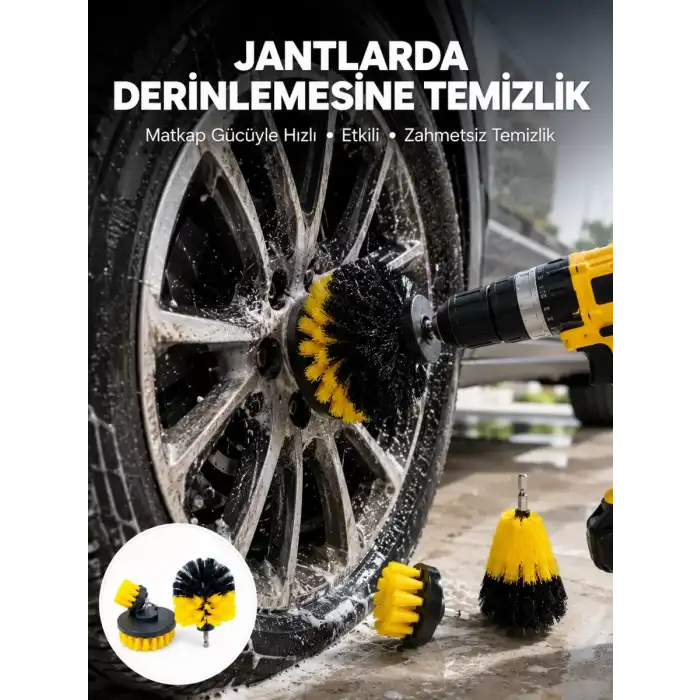AsilTech Derinlemesine Temizlik İçin Dayanıklı Kıllı Matkap Fırçası Başlığı