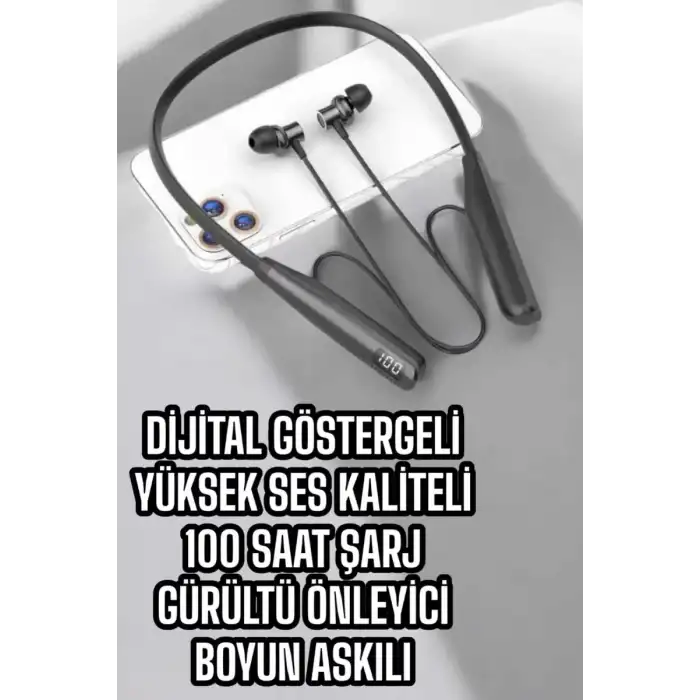 AsilTech Dijital Batarya Göstergeli Bluetooth Özellikli Boyun Askılı Kulaklık