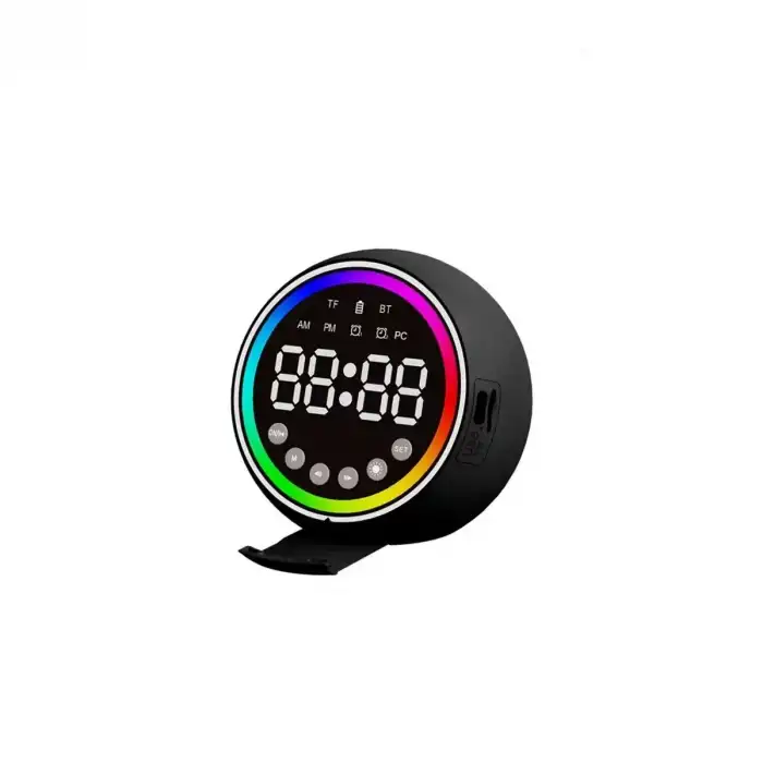 AsilTech Dijital Çalar Saat - Bluetooth Özellikli Mini Hoparlör - USB Şarjlı - Işıklı