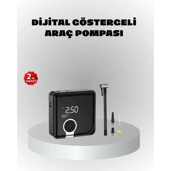 AsilTech Dijital Ekranlı Şarjlı Hava Kompresörü 150 PSI Güçlü Motorlu