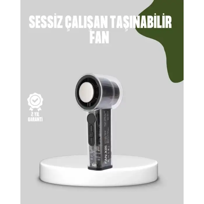 AsilTech Dijital Ekranlı Şarjlı Mini Fan 100 Kademeli Hız Ayarı