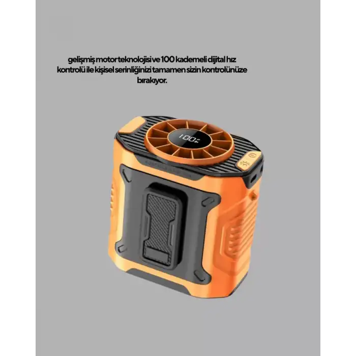 AsilTech Dijital Ekranlı Turbo Mini Fan – 3 Kademeli Hız, Sessiz Çalışma ve Type-C Şarj