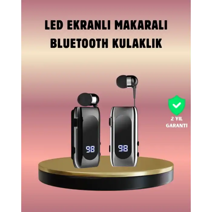 AsilTech Dijital Göstergeli Bluetooth Kulaklık – Klipsli ve Şık Tasarım