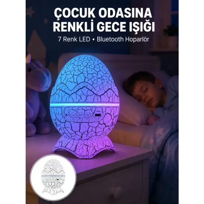 AsilTech Dinazor Yumurta Gece Lambası Yeni Nesil