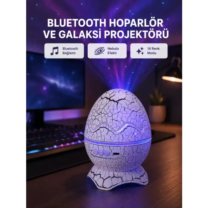 AsilTech Dinozor Yumurta Gece Lambası Projektör – 14 Renk Seçeneği
