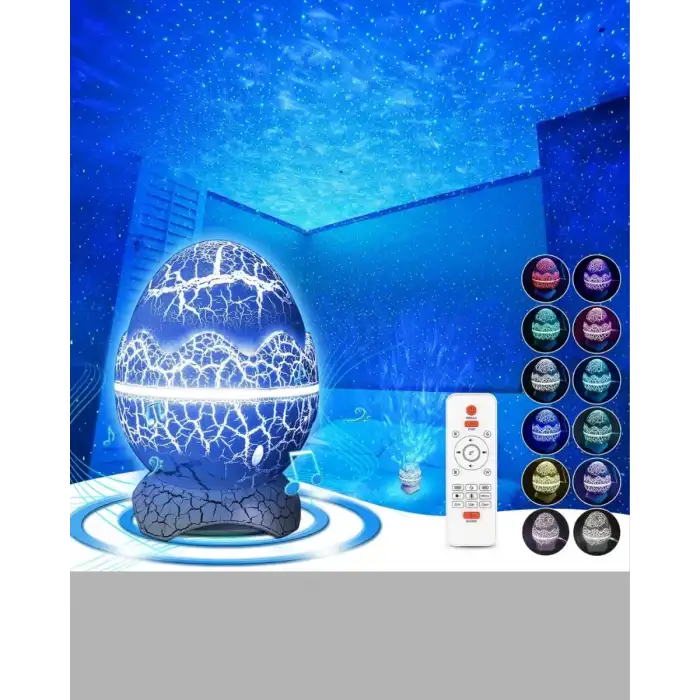 AsilTech Dinozor Yumurta Gece Lambası Projektör – 14 Renk Seçeneği