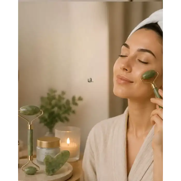 AsilTech Doğal Jade Stone Yüz Masaj Seti Cilt Bakım ve Rahatlatıcı Bakım
