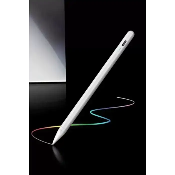 AsilTech Dokunmatik Kalem Beyaz Şarjlı Yedek Uçlu Android ve İOS Uyumlu