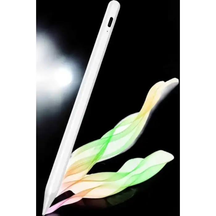 AsilTech Dokunmatik Kalem Beyaz Şarjlı Yedek Uçlu Android ve İOS Uyumlu