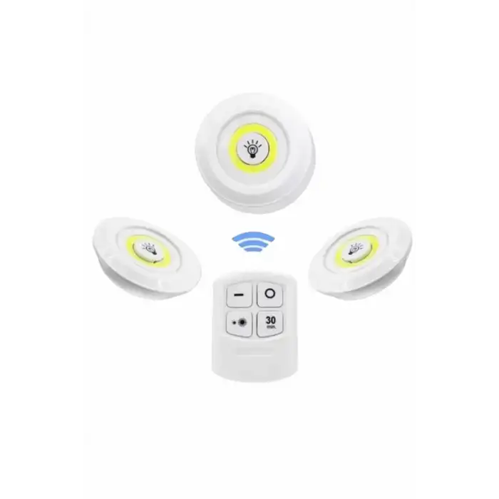 AsilTech Dolap Işığı Mutfak Rafı Işığı Uzaktan Kumandalı 3 Lü Spot Led Lamba