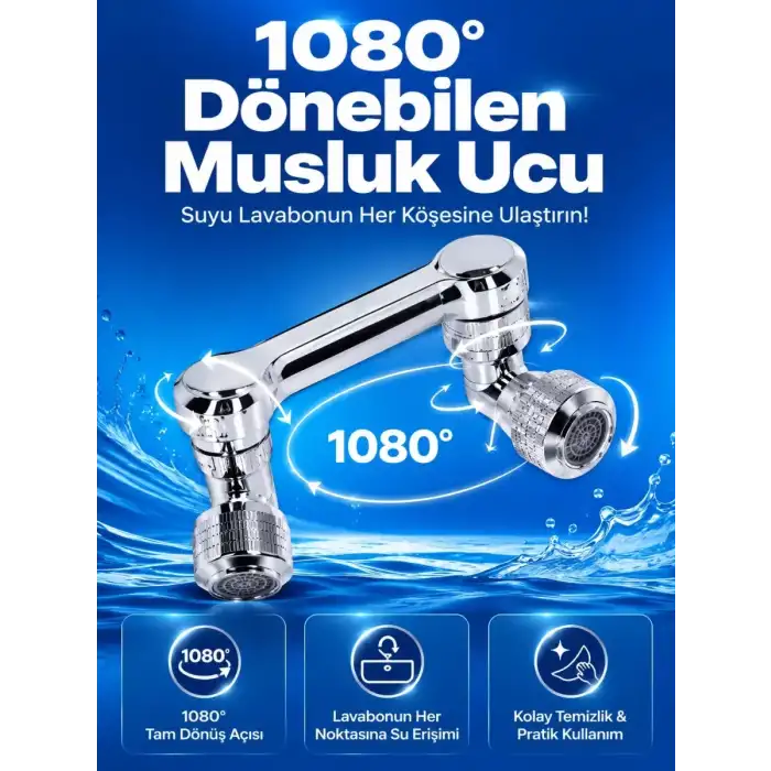 AsilTech Döndürülebilir Musluk Mutfak Banyo Musluk Ucu Başlığı 4 Filtreli