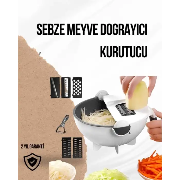 AsilTech Döner Mekanizmalı Rende Bıçaklı Sebze Dilimleyici Seti